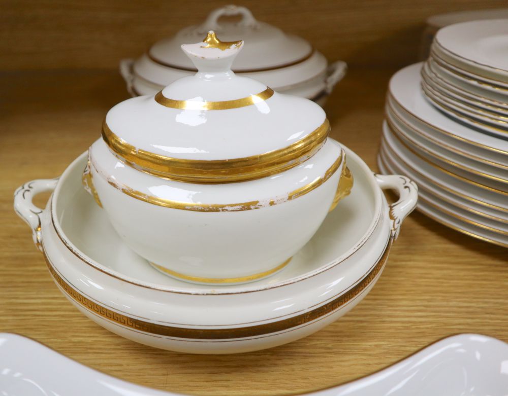 A Spode white and gilt dinner service and associated dinner wares